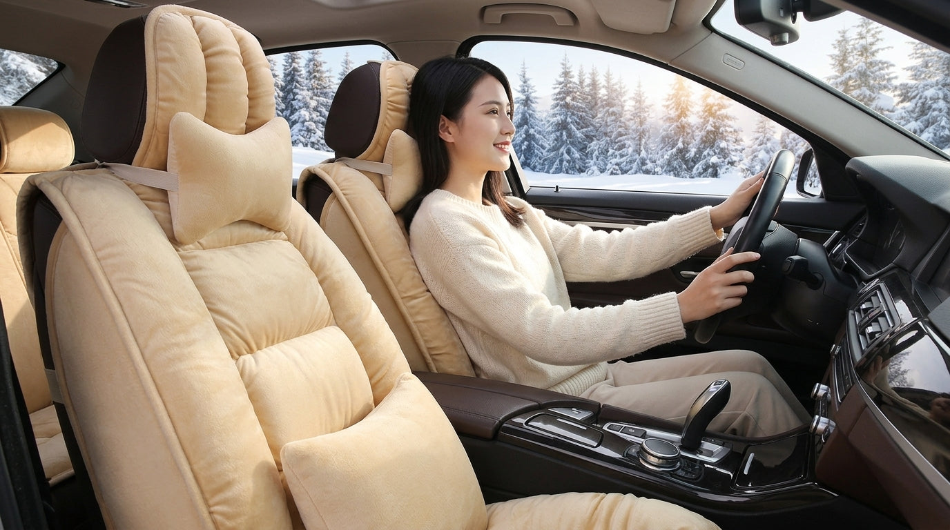 Winter short plush car seat cushion new winter car fleece seat cover universal down all-inclusive seat cushion wholesale - Woman Driver Day