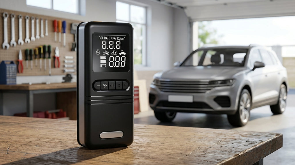 Cross-border vehicle emergency power supply starter air pump, tire high-pressure digital display all-in-one, automotive electric air inflation pump - Workbench Day