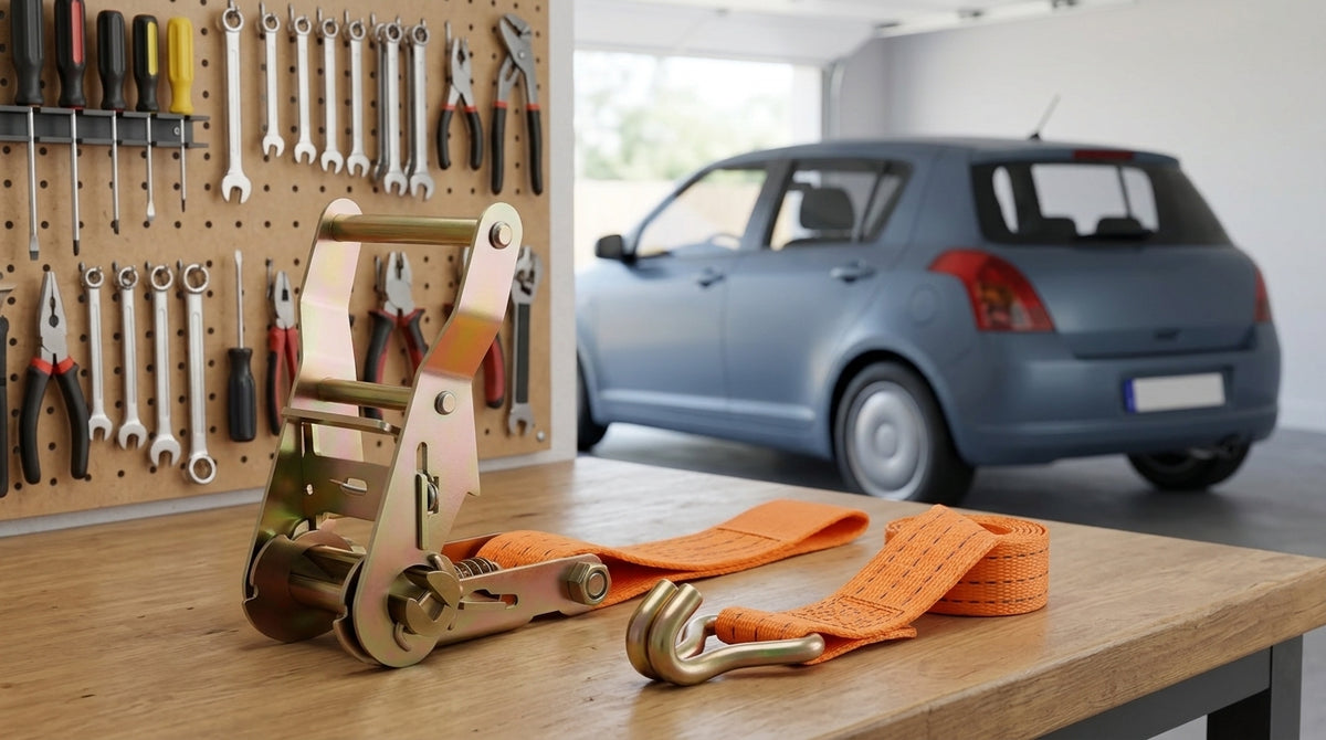 Cargo Ratchet Straps with Double Hooks, Orange - Workbench Day