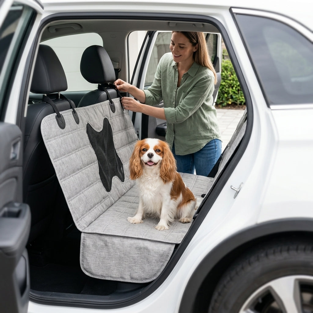 Pet Car Seat Pad - Waterproof Back Seat Cushion - In Use Day