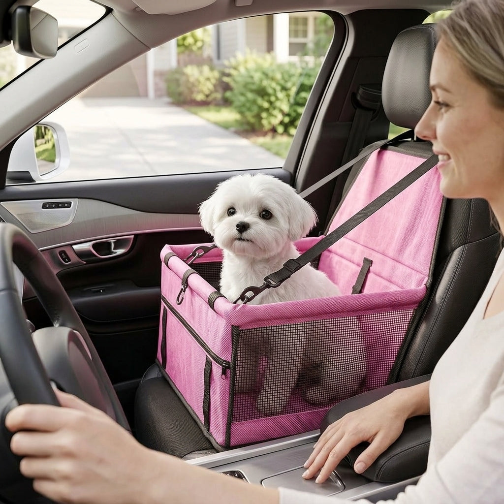 Cross-border bestseller breathable mesh pet car mat hanging bag, pet car carrier waterproof car dirt mat, dog anti-collapse - In Use Day