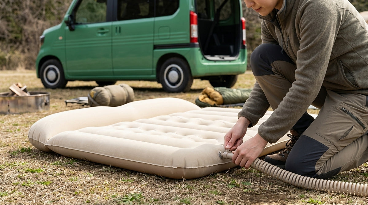 Car rear travel mattress new energy sleeping travel automatic charging and discharging carry leveling to fill the inflatable bed - In Use Day