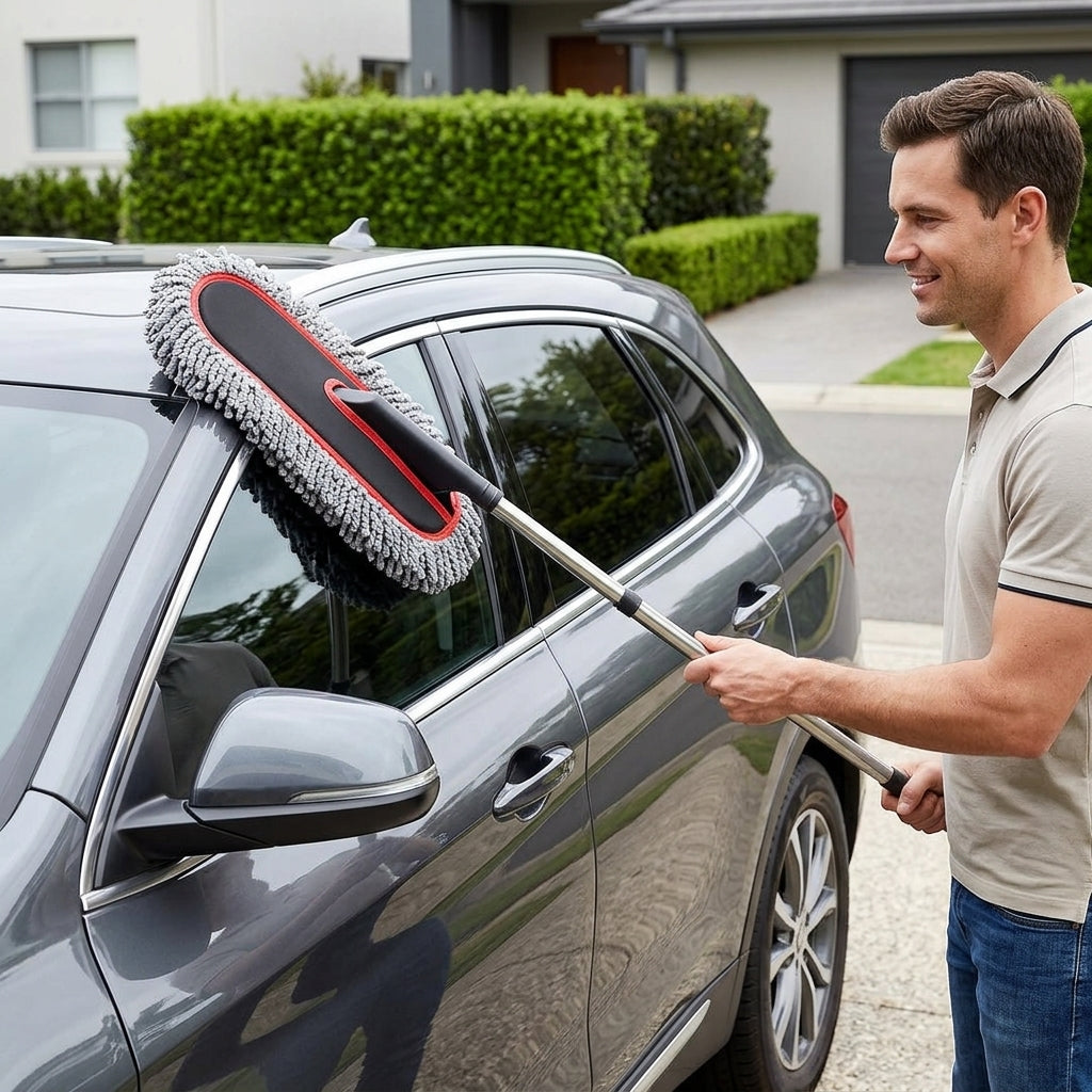 Zhongheng car wash mop car dust duster brush sweeps dust with car wash mop and snow removal tools to wipe cars - In Use Day