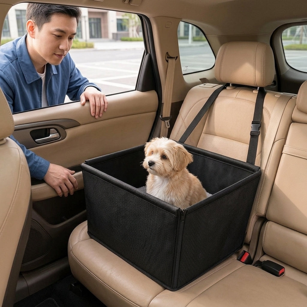 Cross-border best-selling car pet cushion: Oxford fabric for the car, rear seat waterproof and dirt-resistant, portable and foldable - In Use Day