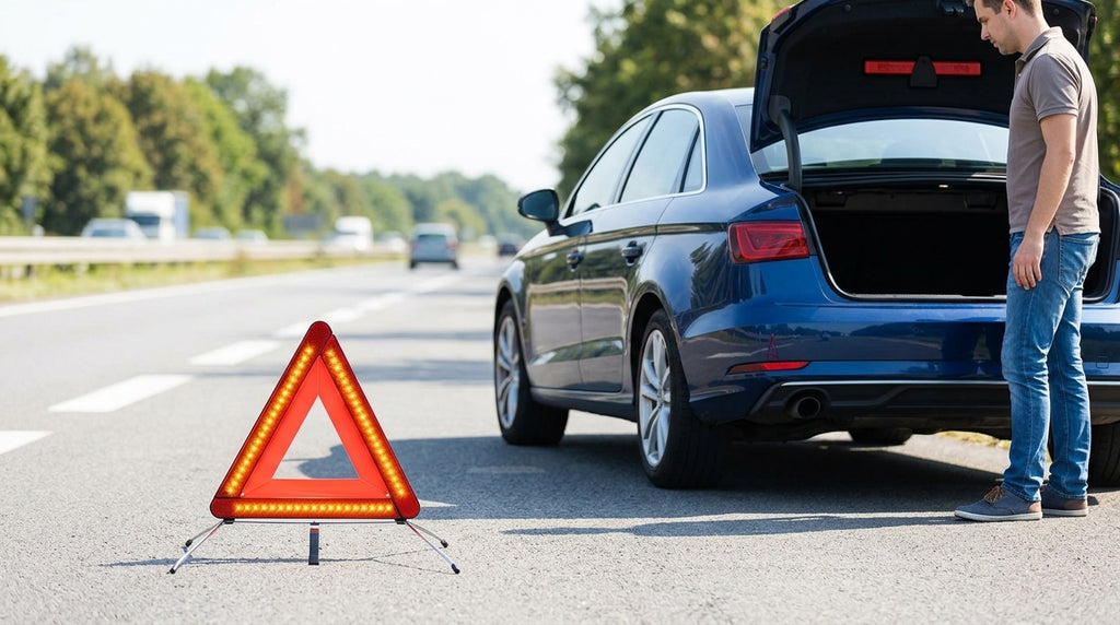 LED lighted tripod automotive safety triangle cross-border dedicated for rear-end collision prevention vehicle-mounted emergency bracket - In Use Day