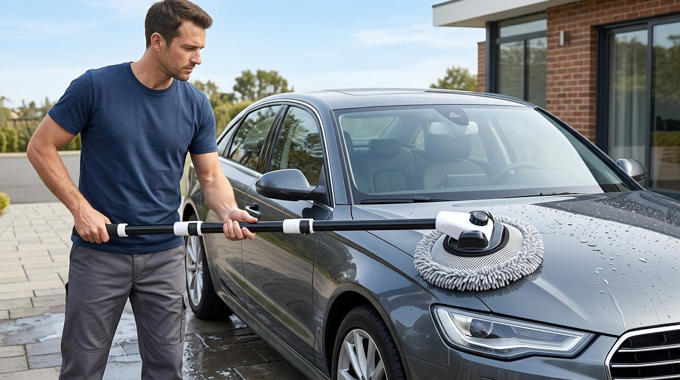 Car Wash Mop Retractable Bending Rod, Car Special Mop, Injury Resistant Car Car Wash Brush, Cleaning Tools, Car Cleaning Tools, Car Polishing Artifact - In Use Day