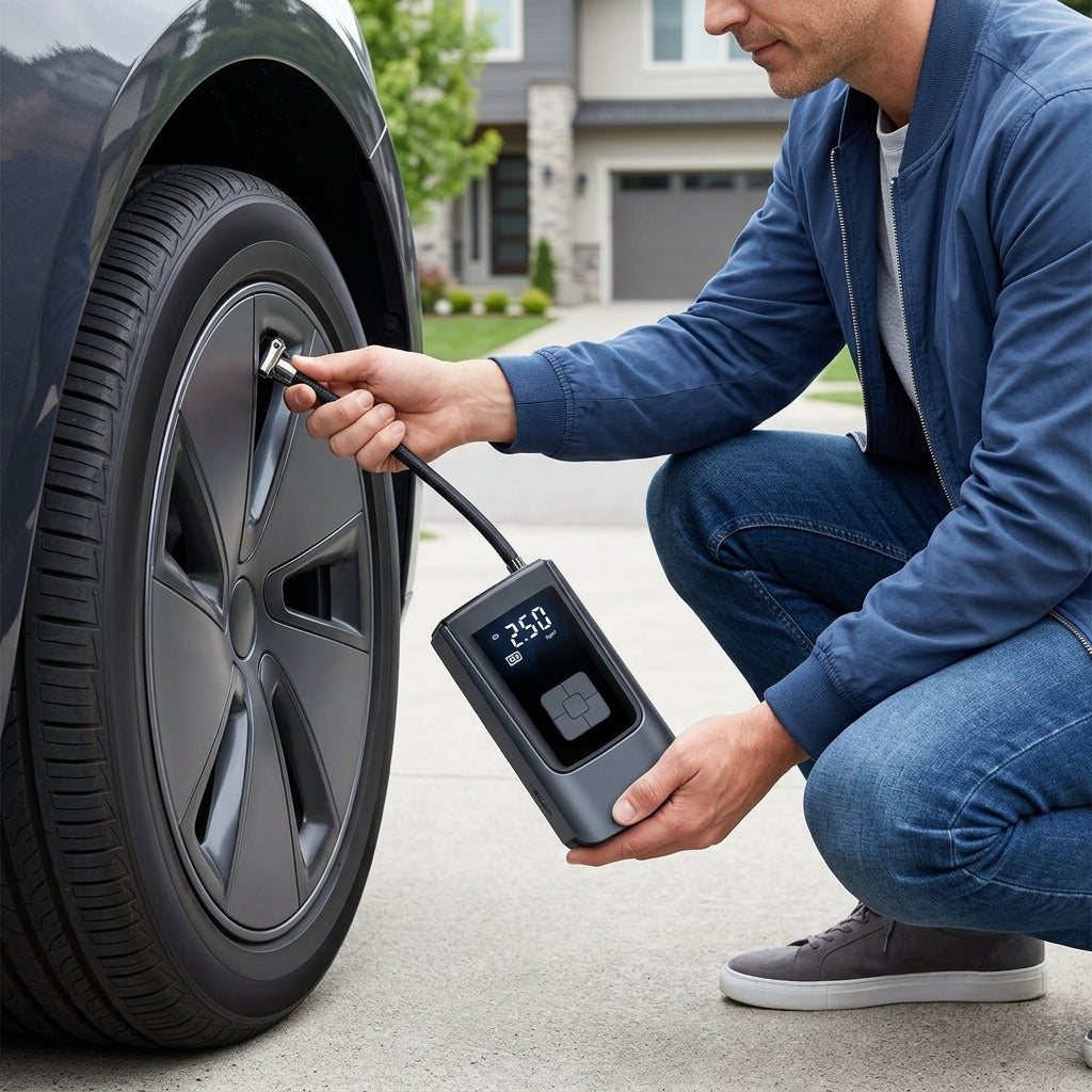 [Kuangjin Exclusive] Portable car, off-road vehicle, bicycle, onboard air pump, wireless dual-mode air pump - In Use Day