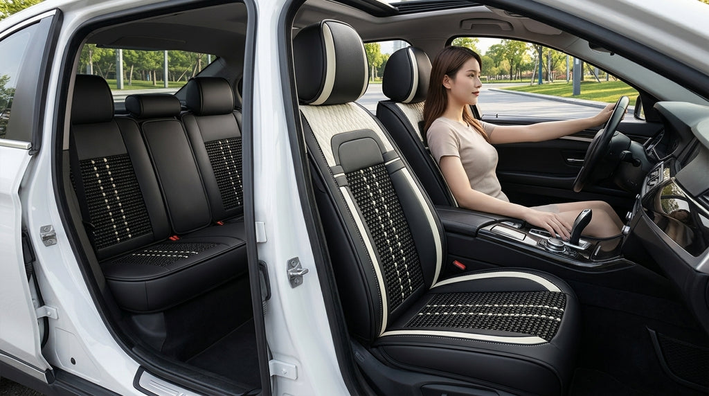 Car seat cushion new all-enclosed special seat cover four seasons universal leather seat cover summer ice silk cartoon seat cushion cover - In Use Day