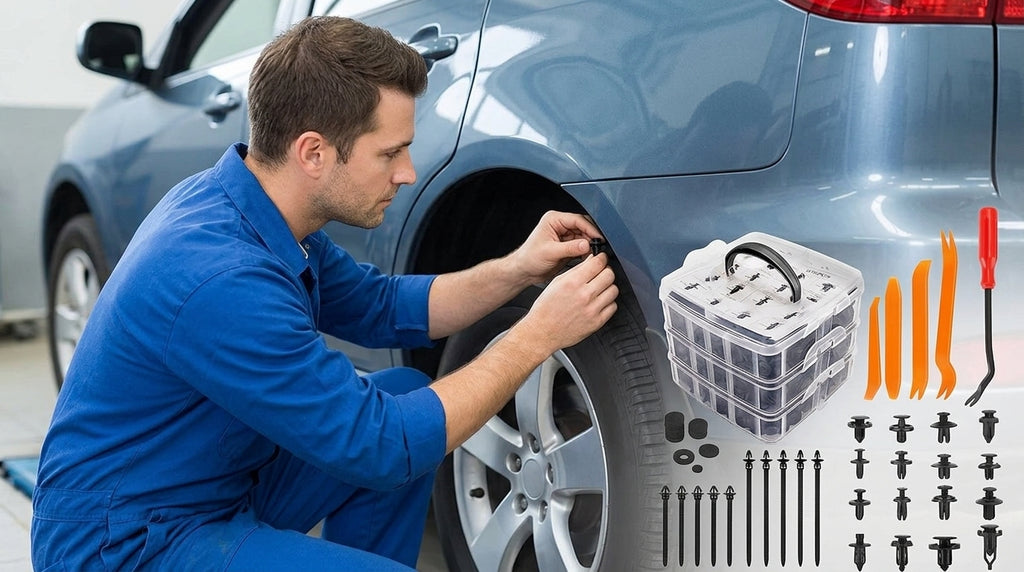 630pcs boxed nylon clips, clips, 16 types of bumper repair kits, universal plastic fasteners, automotive products - In Use Day