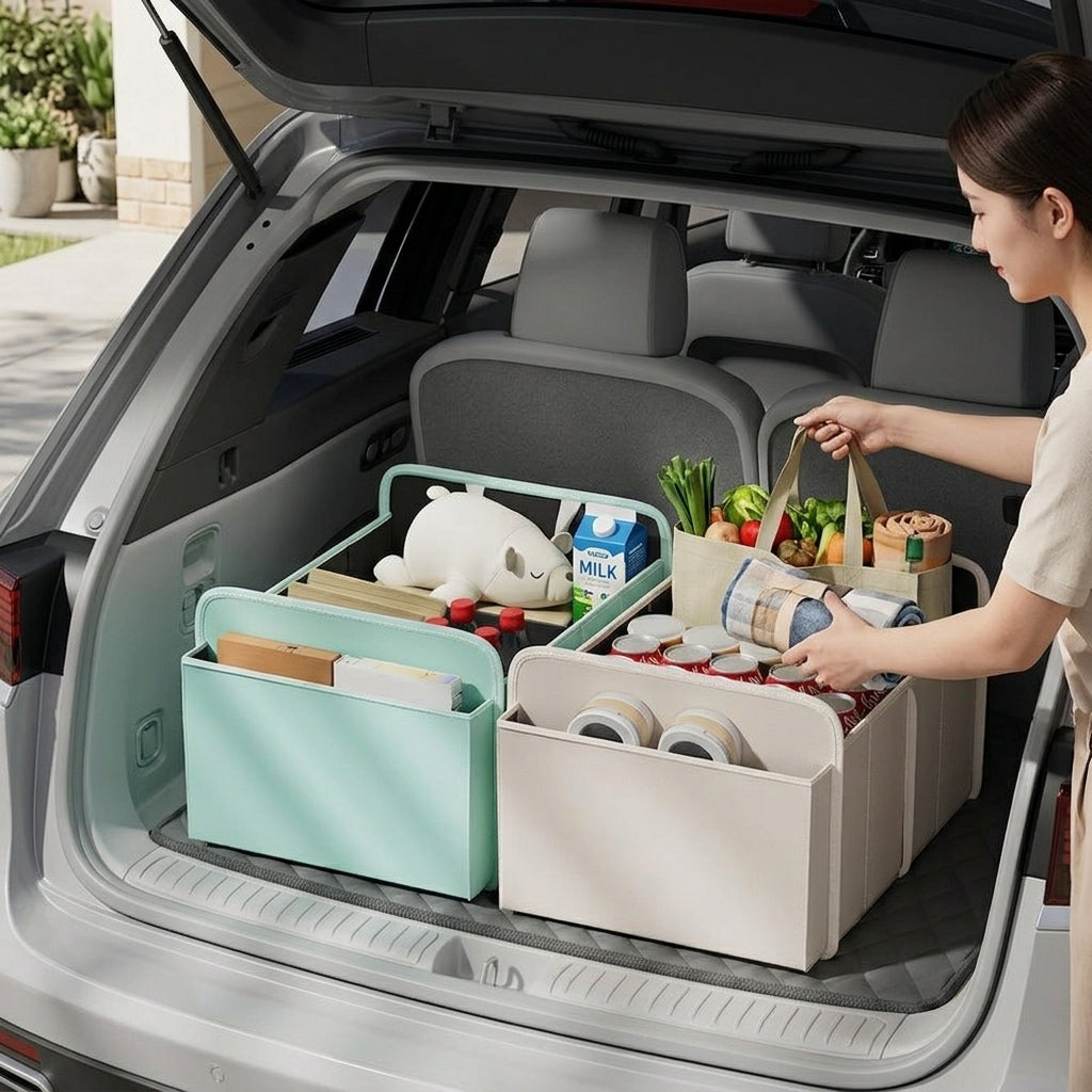 Car trunk storage box, cross-border trunk folding multifunctional Amazon bestseller, self-driving touring in-car storage box - In Use Day