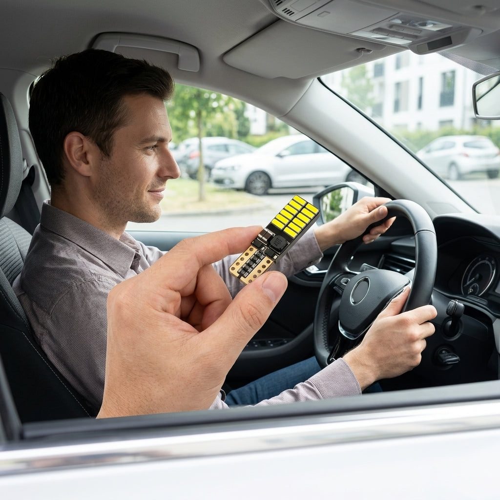 Car LED reading light T10 4014 bead high-brightness focused car instrument light 24SMD decoding small light - In Use Day