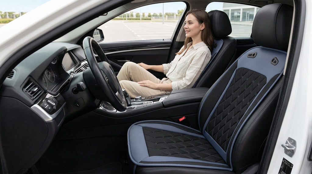 Car seat cushions, summer cooling ventilation seat cushions, 12V and 24V for air blowing, car seat cushion manufacturer OEM customization - In Use Day