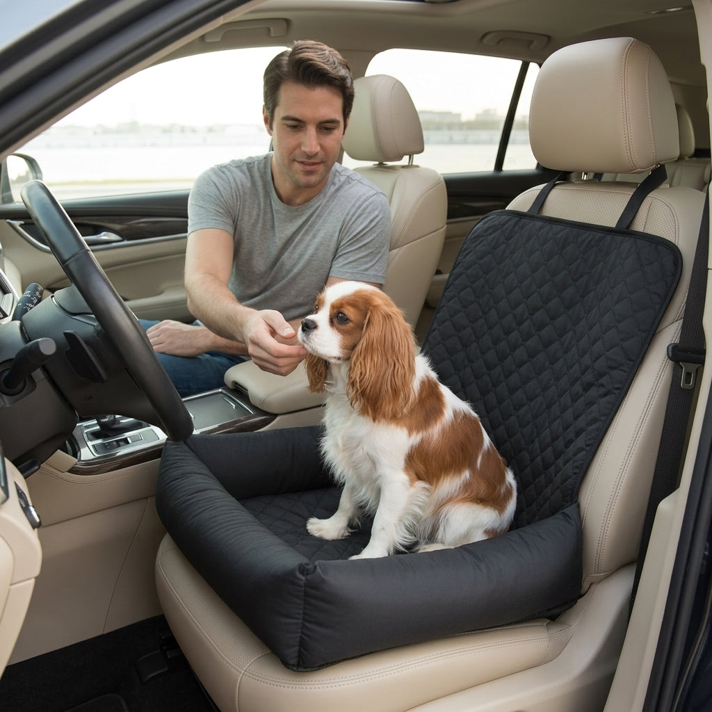 Car pet mat, water-repellent for travel, water-repellent in-car dog bed, Amazon hot-selling car passenger seat pet bed - In Use Day