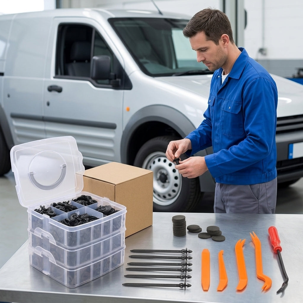 750pcs boxed clips, 16 types of car bumper mudguard plastic clip combo sets, interior panels for cars - In Use Day