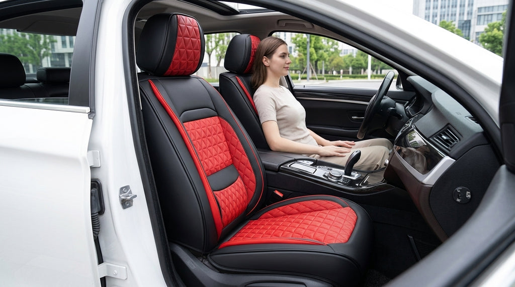 2025 new all-leather fixed lumbar wing Nappa leather car cushion all-season universal full-enveloping seat cover - In Use Day