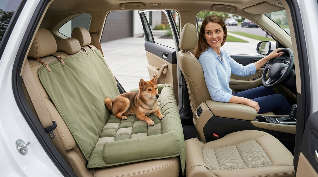 Cross-border popular pet mats, car rear mats, cat and dog universal travel nests, dog travel mats, dirty mats, car dog beds - In Use Day