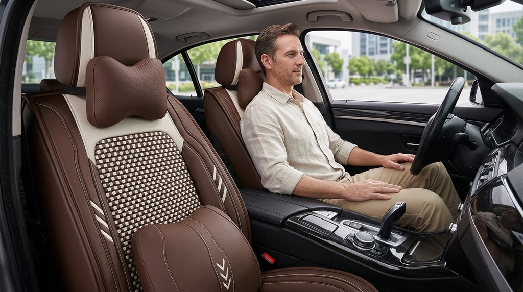 2024 car seat cushions, all-season universal, full coverage five-seater car seat cushions, summer breathable ice silk seat covers wholesale - In Use Day
