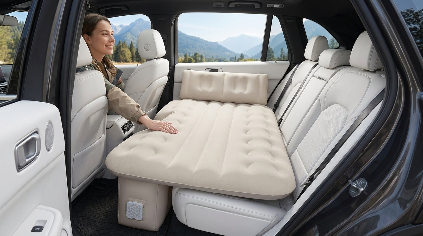 Car rear sleeping automatic travel mattress sedan air mattress car sleeping in the car portable intelligent AI car inflatable bed - In Use Day