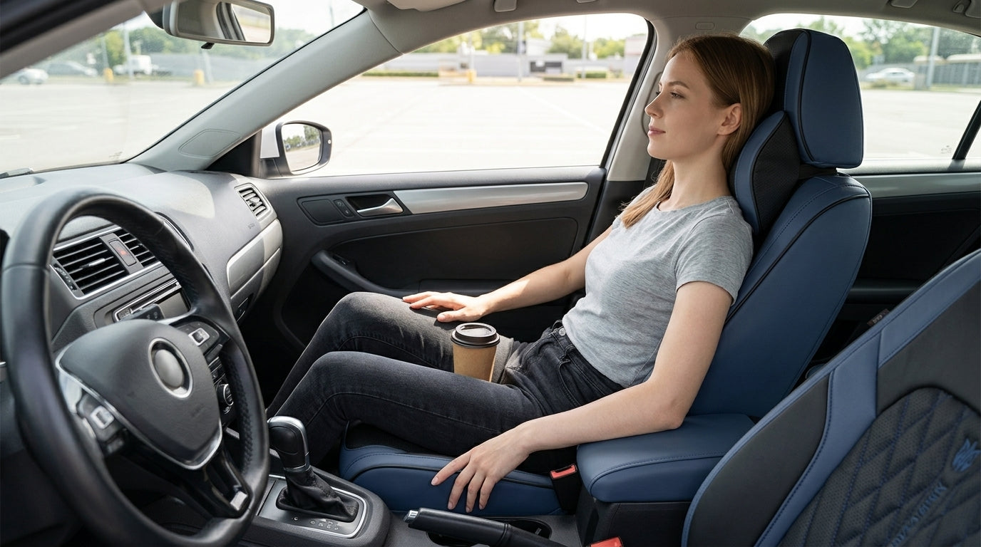Car seat cushion Nappa leather breathable all-season universal seat cover, full-coverage high-end seat cushion car seat protective cover - In Use Day