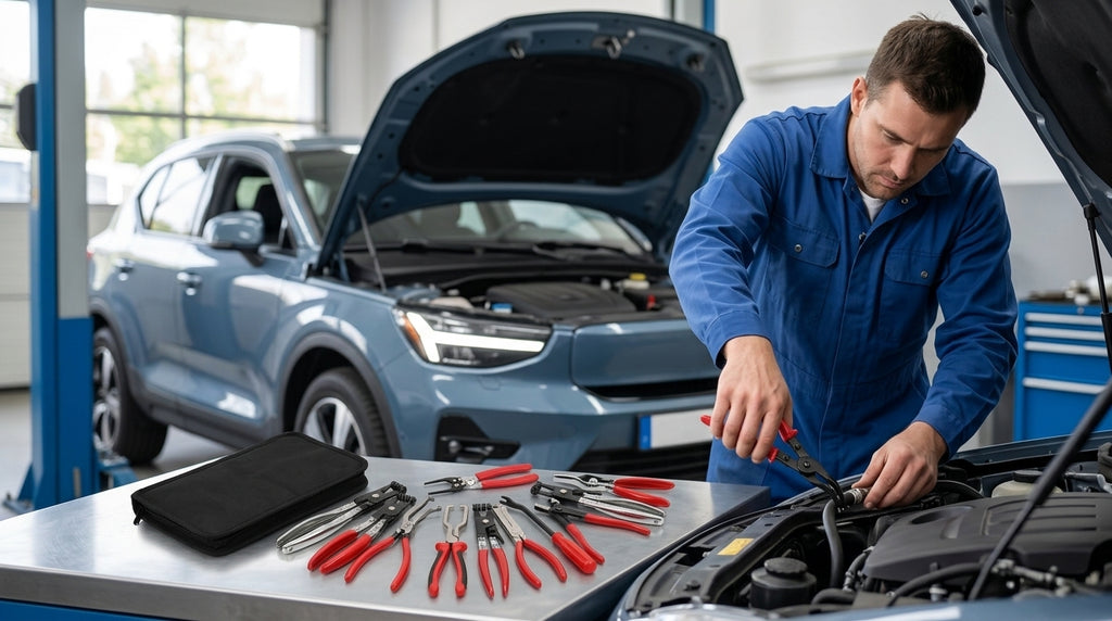 Cross-border automotive repair tool sets, gasoline pipe joint disassembly pliers, car ring separators, pipe bundle pliers, wholesale - In Use Day