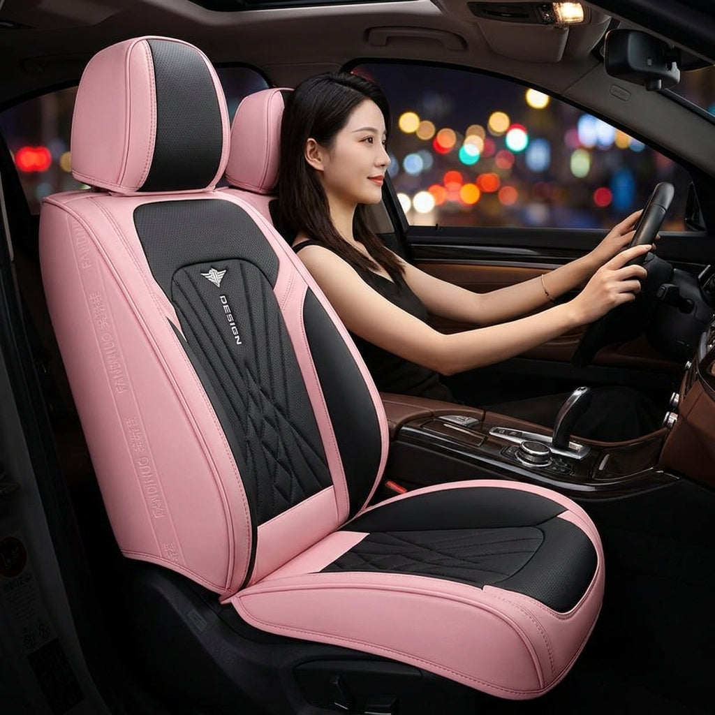 The new Napa leather car cushion is high-end, all-season breathable, perforated, full leather, and fully surrounded seat cover, directly supplied by the manufacturer - Woman Night Atmosphere