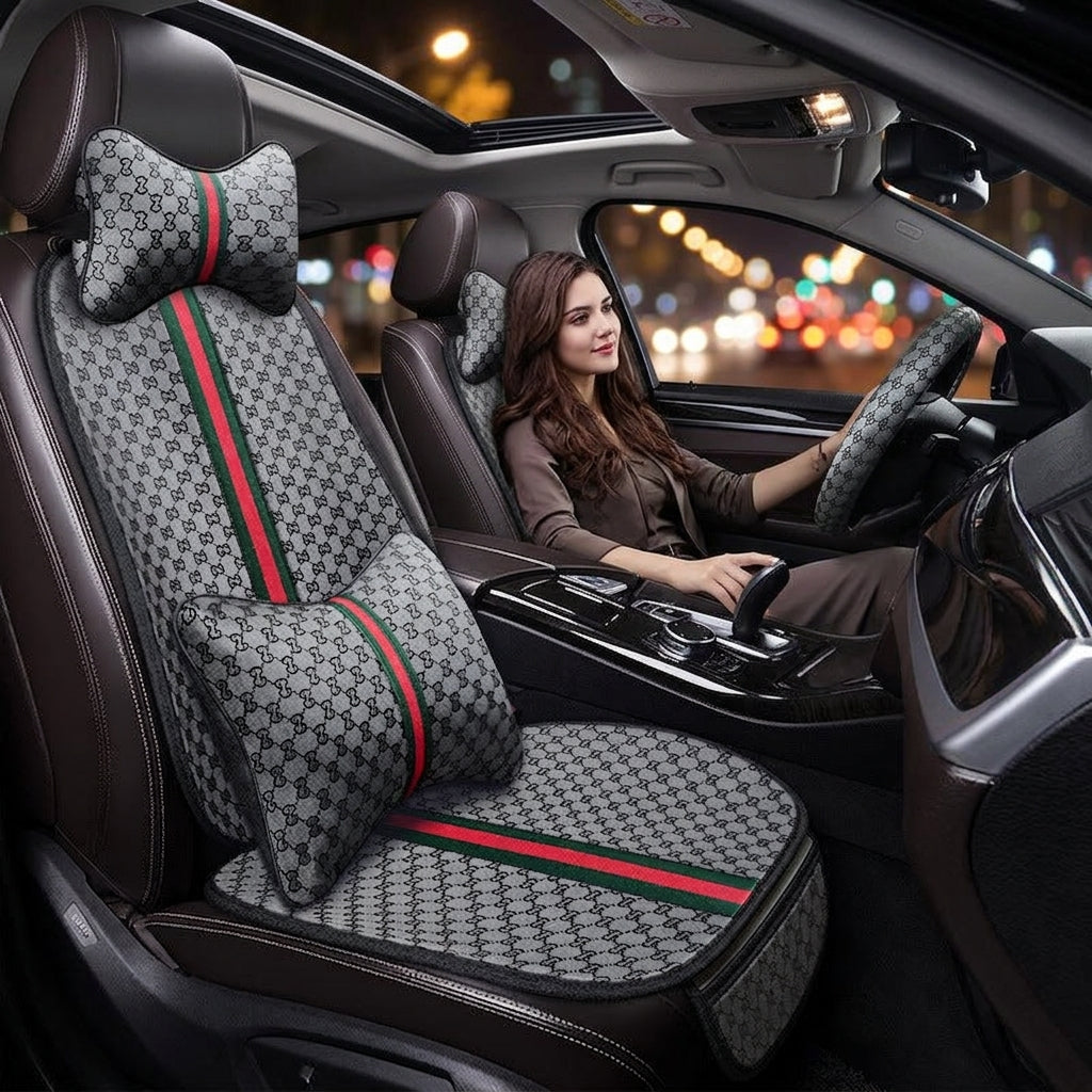 Car seat cushion all-season universal Kuqi three-piece set - Woman Night Atmosphere