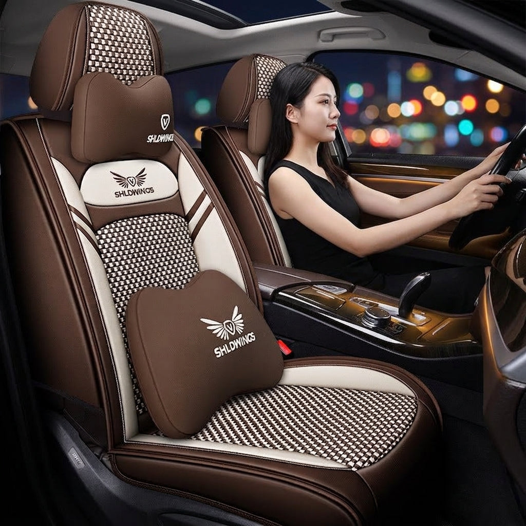 Full-coverage car seat covers for Napa leather car seat cushions, five-seat universal Ice Silk car seat cushions, all-season universal model wholesale - Woman Night Atmosphere