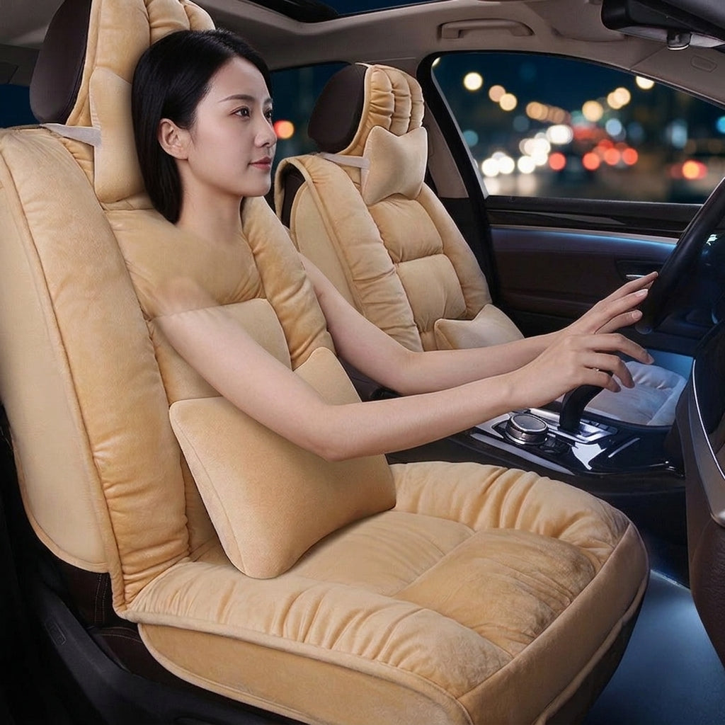 Winter short plush car seat cushion new winter car fleece seat cover universal down all-inclusive seat cushion wholesale - Woman Night Atmosphere