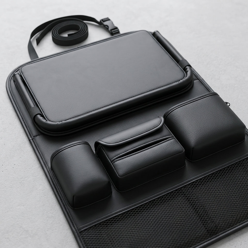 Car seat back, shelf, seat back, storage bag, children's car back seat, folding table, car table, back seat - Detail Top