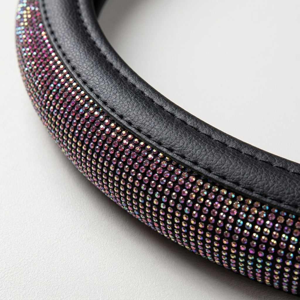 New car rhinestone fully rhinestone-hot rhinestone steering wheel, personalized handlebar cover, unisex steering wheel, Amazon - Detail Top
