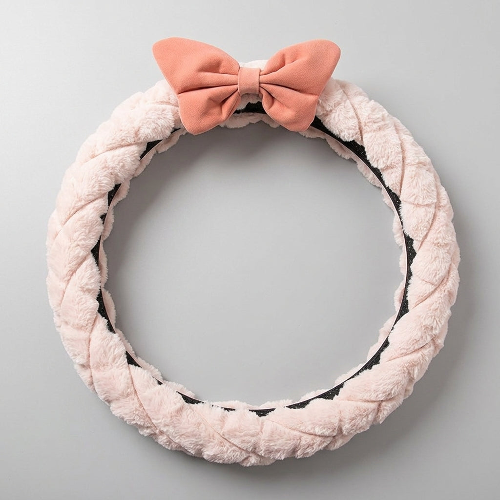2025 New Car Steering Wheel Cover for Winter, Women's Non-slip Warm, All-Season Universal Winter Plush Handlebar Cover, Winter - Detail Top