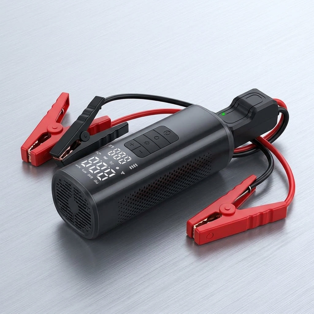 Cross-border vehicle-mounted electric air pump for air and power transfer, integrated car and motorcycle emergency start power supply, 12V 25-cylinder - Detail Top