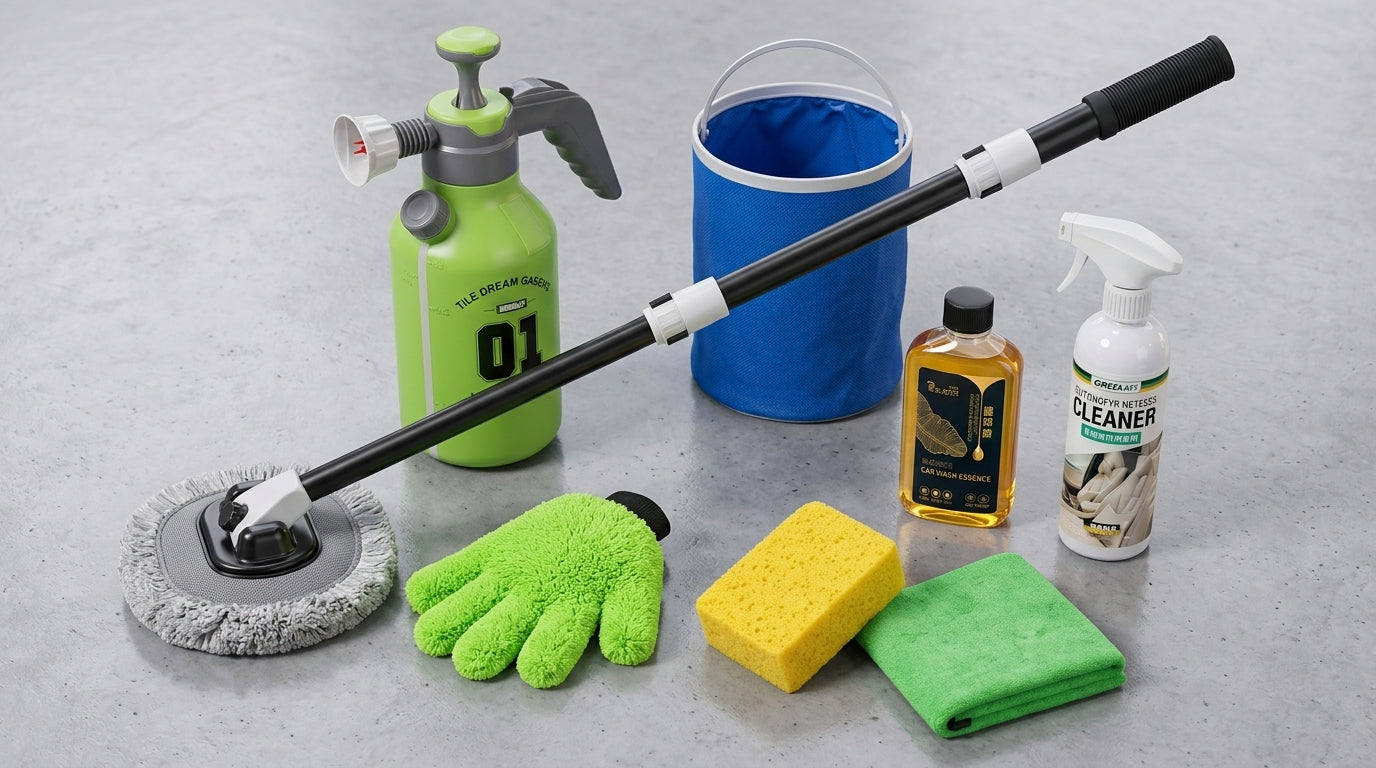 Green Forest Car Wash Tool Complete Set, Household Mop, Car Cleaning Tool, Self-Service Car Brushing Supplies Without Damage - Detail Top
