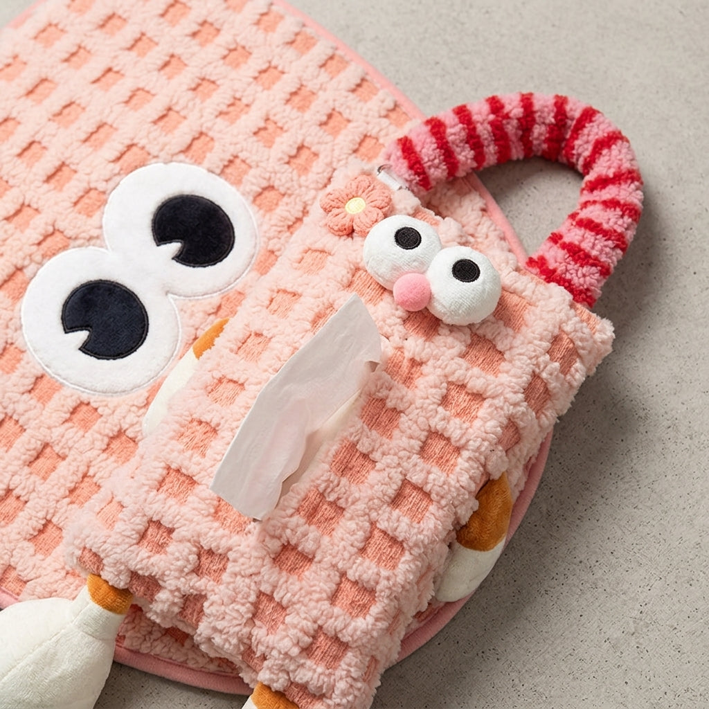 Factory custom car tissue box printed processing, hanging sewn label tissue box, car seat back tissue hanging bag - Detail Top