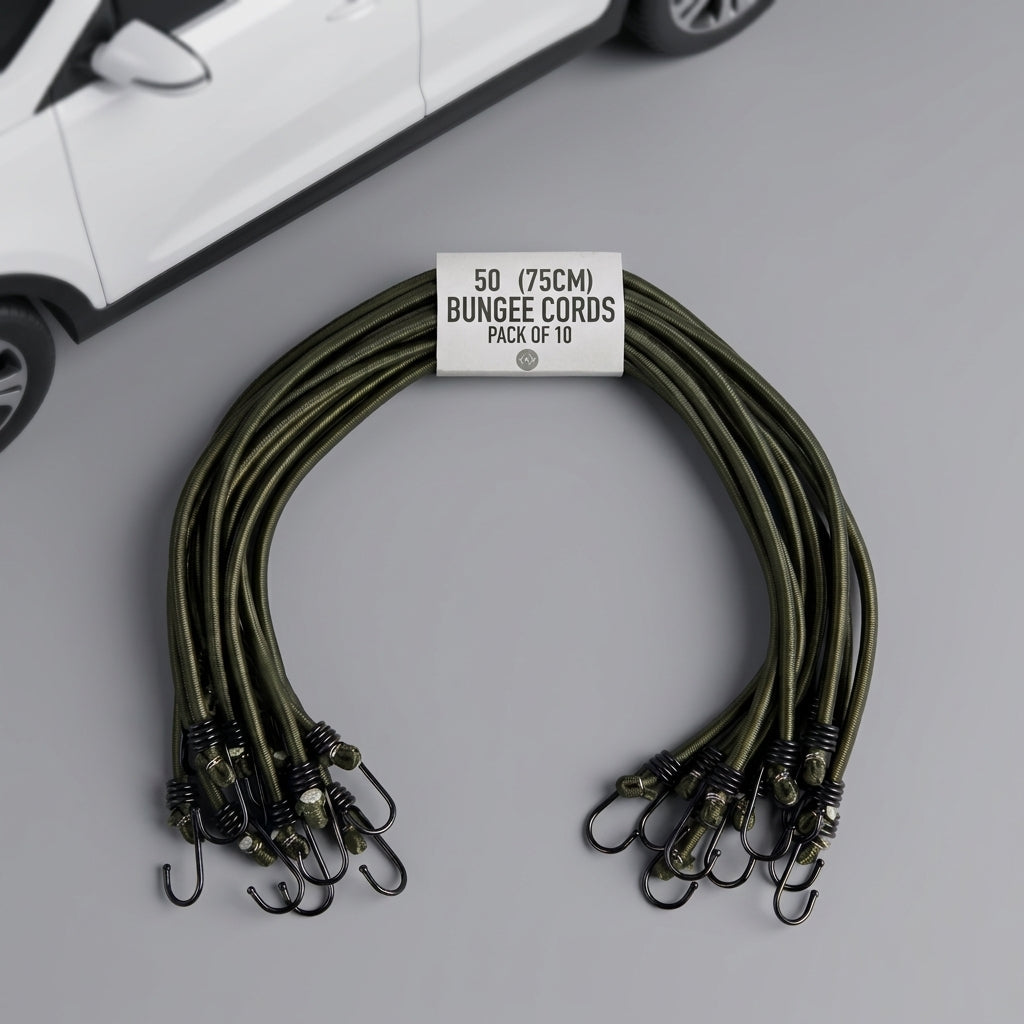 Bungee Cord Strap - 8mm Military Green (Pack of 10) - Detail Top