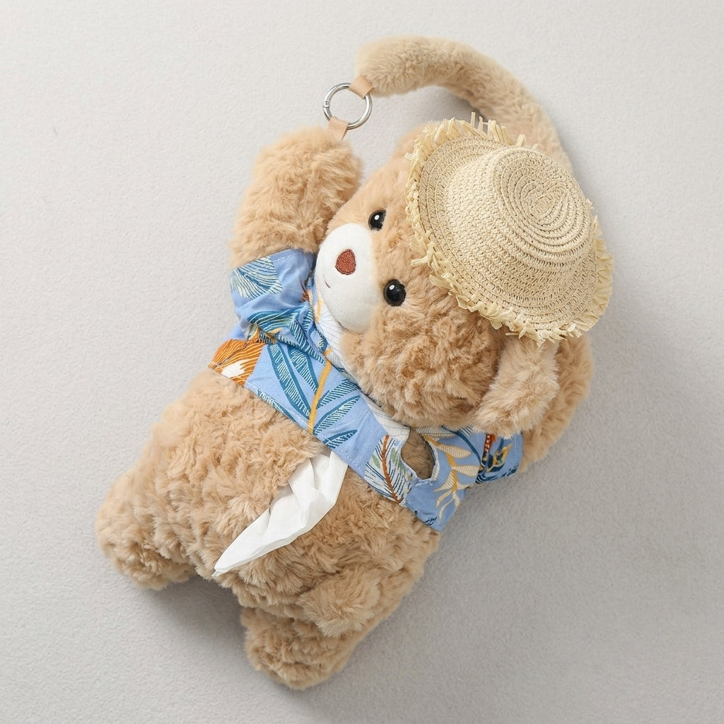 Car tissue box hanging car drawer box bear creative cute practical doll in the car tissue bag hanging bag - Detail Top