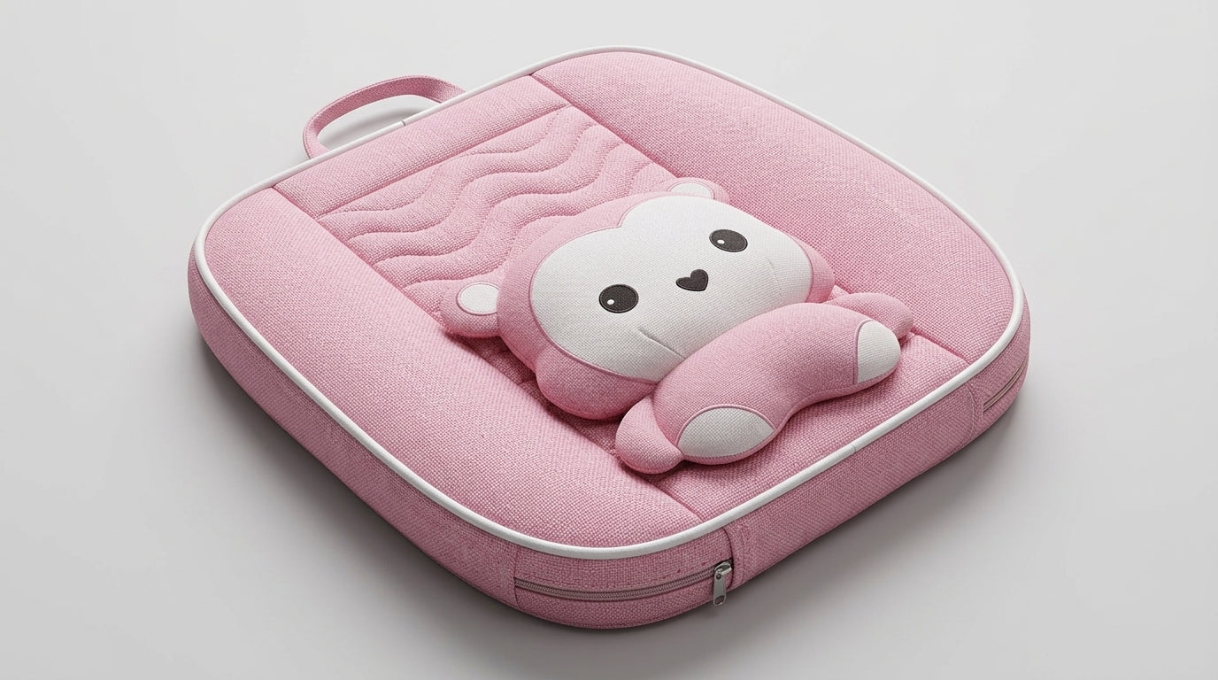 Cartoon car seat cushion, all-season universal all-round car seat cover, linen fabric art seat cushion, winter goddess seat cover - Detail Top