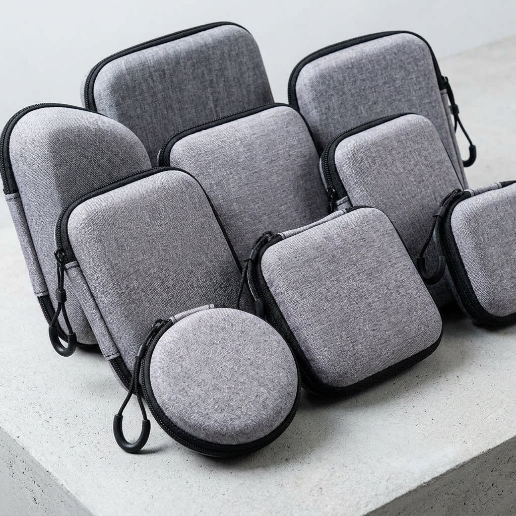 Snowflake Cloth EVA Headphone Bag, Power Bank Hard Drive Bag, Dragon Cloth Earphone Storage Box, Pressure-Resistant Zipper Bag - Detail Top