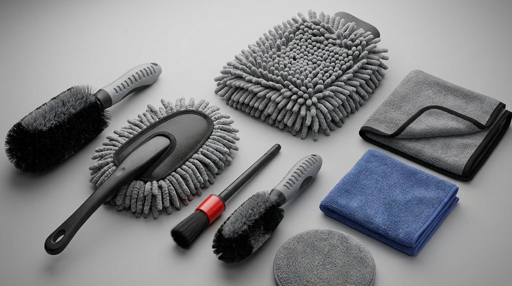 Amazon Hot-selling car wash set 9-piece set C car cleaning waterproof gloves tire crevice cleaning brush car wash - Detail Top