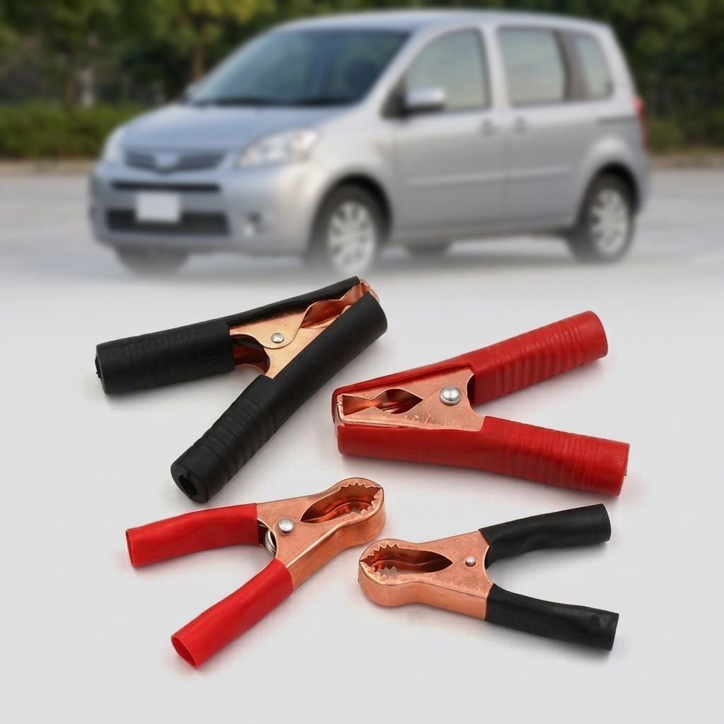 Red and black large and medium 50A charging crocodile clip with protective sleeve, 100A high current car crocodile clip power supply, copper plating - Detail Top