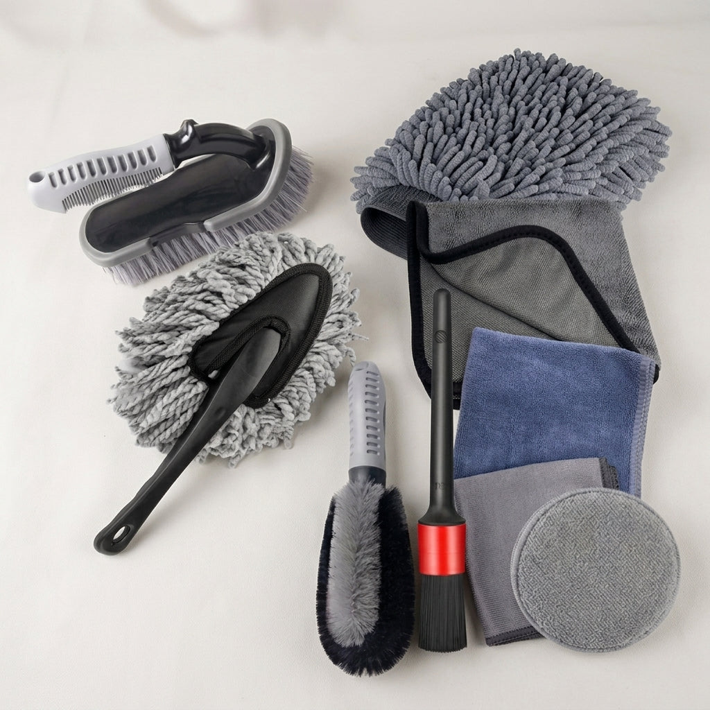 Amazon Hot-selling car wash set 9-piece set C car cleaning waterproof gloves tire crevice cleaning brush car wash - Detail Top