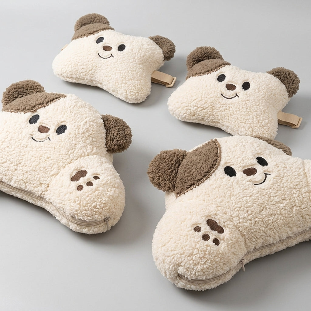 Car headrest, neck pillow, a pair of female driver pillows, cute dogs, car cushions, car seats, lumbar and neck pillows - Detail Top