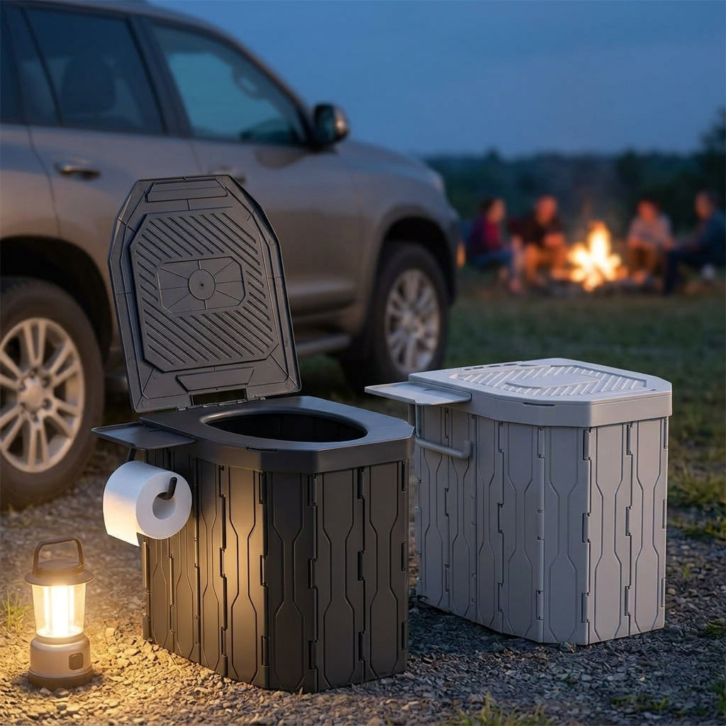2026 New Widened and Raised Outdoor Folding Toilet Car Mobile Toilet Travel Camping Portable Toilet - Evening Camp