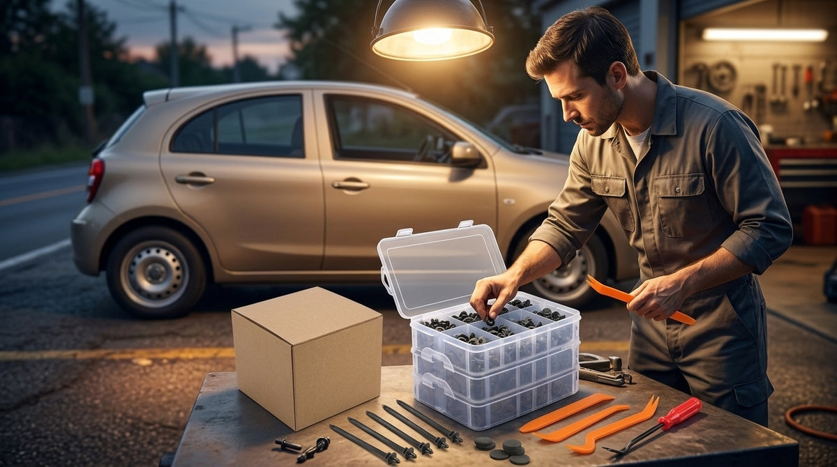 750pcs boxed clips, 16 types of car bumper mudguard plastic clip combo sets, interior panels for cars - Evening Garage