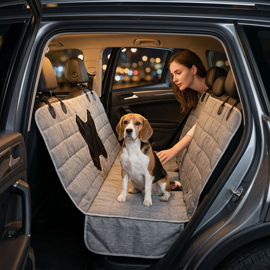 Pet Car Seat Pad - Waterproof Back Seat Cushion - Lifestyle Night