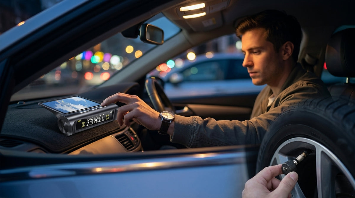 Tire Pressure Monitor TPMS Tire Pressure Monitor Tire Monitoring Tire Pressure Detector Built-in External Car Tire Pressure Car - Lifestyle Night
