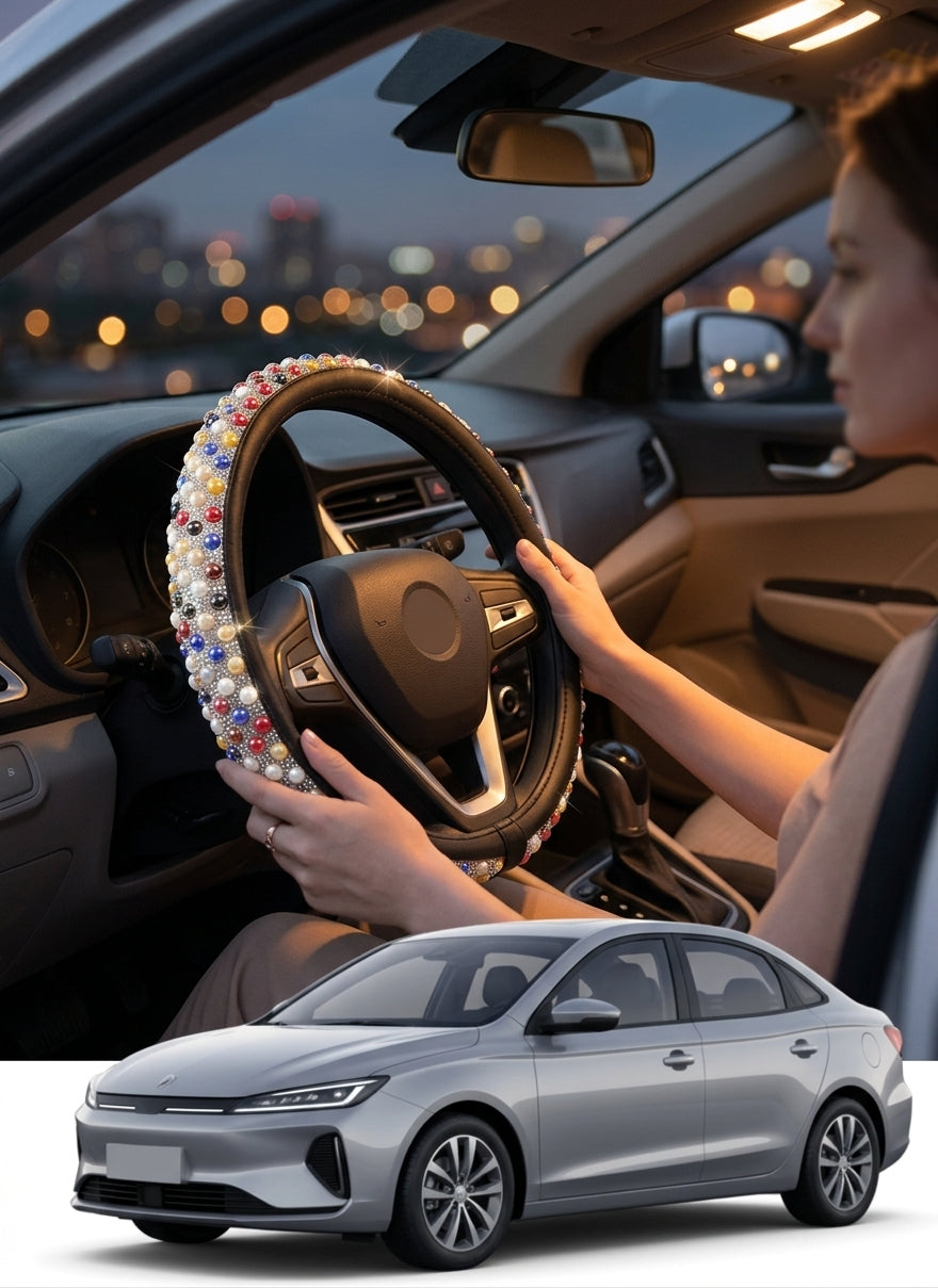 Steering Wheel Cover with Ceramic Ice Beads - Lifestyle Night