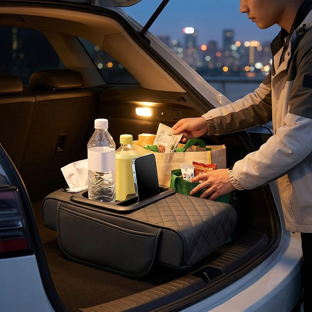 Armrest box raised pad, car cup holder, tissue box (Huotong Global · Light Custom) universal microfiber leather - Lifestyle Night