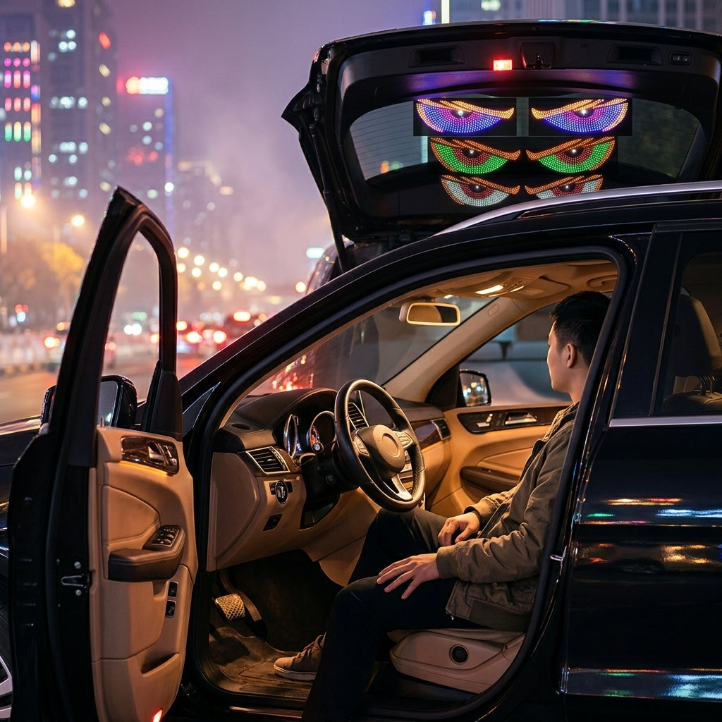 Cross-border car dynamic devil's eye LED warning light, truck truck truck eye light dynamic display light - Lifestyle Night