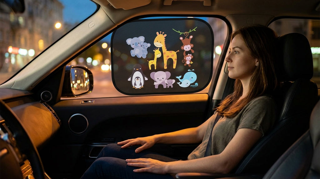 Car interior sun shield, side window heat insulation, sun protection static static sticker, sun shield, cartoon window film with logo printing - Lifestyle Night